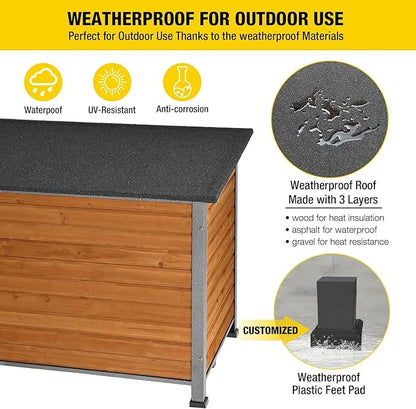 Aivituvin Dog House Outdoor &amp; Indoor Unique All-Around Iron Frame Dog Kennel for Winter with Raised Feet Weatherproof for Small &amp; Medium &amp; Large Dogs