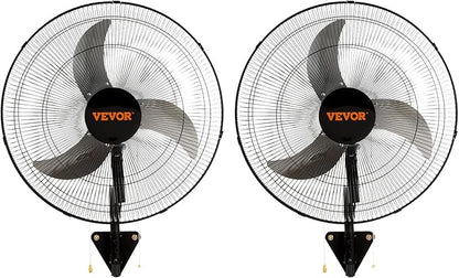 VEVOR Wall Mount Fan, 2 PCS 18 inch Oscillating, 3-speed High Velocity Max. 4000 CFM Industrial Wall Fan for Indoor, Commercial, Residential, Warehouse, Greenhouse, Workshop, Basement, Garage,Black