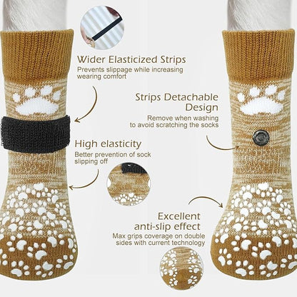 EXPAWLORER Anti Slip Dog Socks to Prevent Licking Paws, Dog Shoes for Hot Pavement, Dog Booties for Small Medium Large Senior Dogs, Traction Control Boots &amp; Paw Protectors for Hardwood Floors