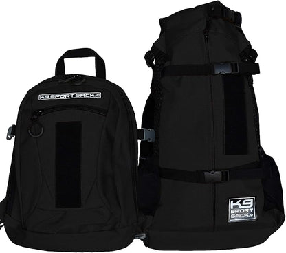 K9 Sport Sack Plus 2 - Small, Jet Black - Ideal for Dogs 13-16” Long - Adjustable, Backpack-Style Carrier with Multi-Functional Storage Pack, Thick Shoulder Straps &amp; Padded Back Panel