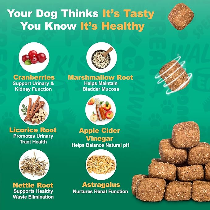 Doggie Dailies Cranberry Supplement for Dogs - Urinary Tract, Bladder &amp; Kidney Support for Dogs - Cranberry for dogs with Marshmallow Root, Licorice Root &amp; Apple Cider Vinegar (Chicken) 225 Soft Chews