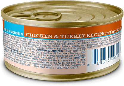 Blue Buffalo Wilderness Wild Delights Meaty Morsels Wet Cat Food, High-Protein &amp; Grain-Free, Made with Natural Ingredients, Chicken &amp; Turkey Recipe in Tasty Gravy, 3-oz. Cans (24 Count)