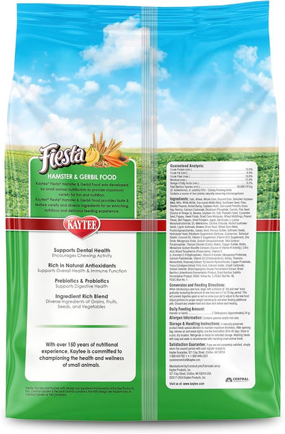 Kaytee Fiesta Hamster &amp; Gerbil Food, Nutritious and Fun Blend, Supports Dental Health and Digestion, 4.5 pounds
