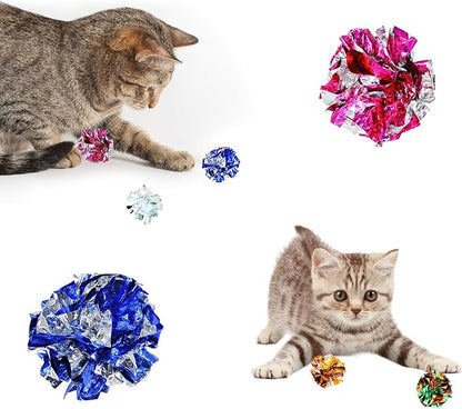 Andiker 10PC Cat Crinkle Balls, 2.36 Inches 5 Colors Kitten Balls Interactive Cat Toys for Indoor Cats to Chew, Chase, Swat, Bite, Hunt to Kill Time and Keep Fit(10 pcs)