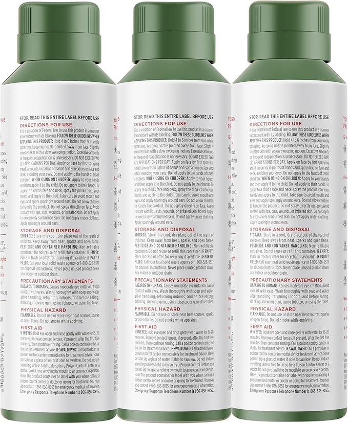 Green Tea + Mint Insect Repellent, 12-Hour Mosquito &amp; Tick Protection, Picaridin-Based, Water-Based, Lightweight, Quick-Drying, Vanishing Scent, DEET Alternative, Face &amp; Body Use, 3 Pack