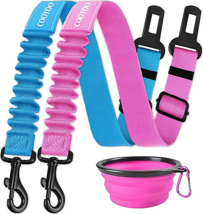 COOYOO Dog Seat Belt,3 Piece Set Retractable Dog Car Harness Adjustable Seat Belt for Vehicle Nylon Pet Safety Seat Belts Heavy Duty &amp; Elastic