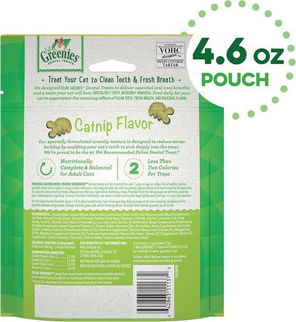 Greenies Feline Adult Dental Cat Treats, Catnip Flavor, 4.6 oz. Pack