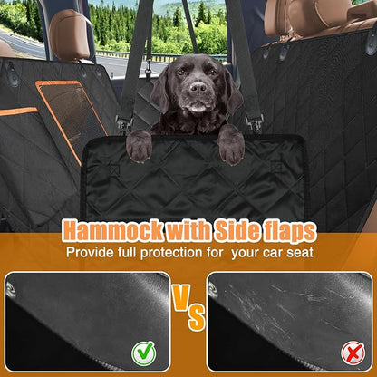 Kytely Dog Car Seat Cover XL, Heavy Duty Dog Seat Cover for Back Seat, 100% Waterproof Nonslip Hammock for Car with Side Flap, Scratch Proof Pet Back Seat Covers