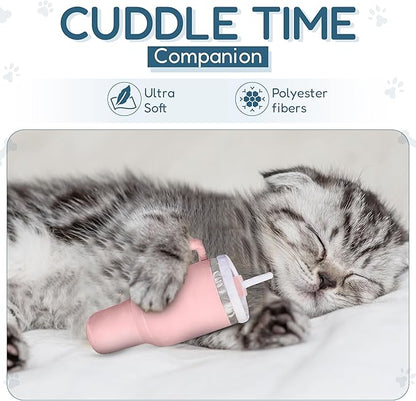 Kitty Cup Tumbler Cat Toy – Funny Cat Birthday Gifts with Catnip &amp; Crinkle Paper, Cute Girl Kitten Toys (Pink Peach Dust)
