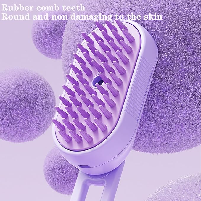 Pet Grooming Brushm,Cat Brush,3 In1 Spray Cat BrushSelf-Cleaning Wet Dog Comb with USB Rechargeable &amp; Water Tank,Suitable for Dogs,Cats to Reduces Flying Hair,Remove Tangled &amp; Loose Hair (Purple)