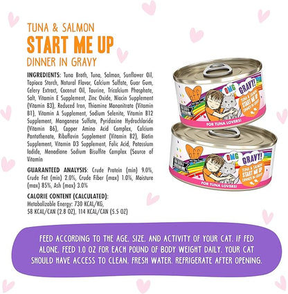 Weruva B.F.F. OMG - Best Feline Friend Oh My Gravy!, Tuna &amp; Salmon Start Me Up with Tuna &amp; Salmon, 5.5oz Can (Pack of 8)