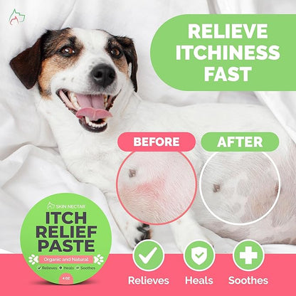 Skin Nectar - Natural Itch Relief for Dogs &amp; Cats - Soothing Pet Skin Repair Balm - - Heals Hot Spots, Dry Skin, Paw Pads - Veterinarian Formulated with Natural and Organic Ingredients