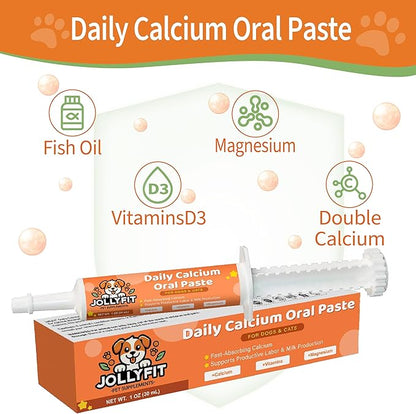 Oral Calcium for Whelping Dogs &amp; Cats, Fast-Absorbing Calcium for Dogs, Supports Whelping Labor and Milk Production, Enhances Colostrum for Puppies, Daily Calcium Supplement for Pets - 1 oz