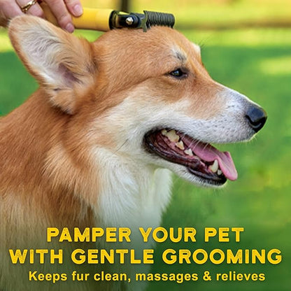 Deshedding Dog Brush - Double-Sided Pet Hair Remover for Cats &amp; Dogs - Yellow Undercoat Grooming Rake for Shedding and Dematting