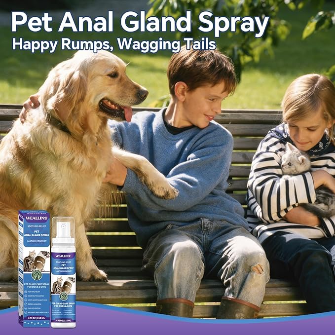 Anal Gland Spray for Dogs Cats - Fast Anal Gland Relief Stops Scooting &amp; Itching Odor Elimination Anti Itch Dog Spray Pain Relieving Safe for All Animals - 4.06 FL OZ