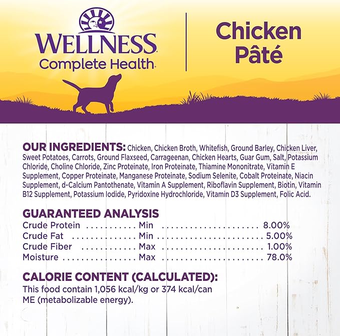 Wellness Complete Health Natural Wet Canned Dog Food, Chicken &amp; Sweet Potato, 12.5-Ounce Can (Pack of 12)