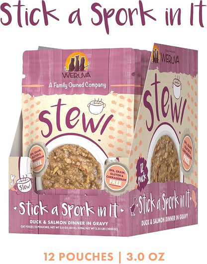 Weruva Classic Cat Stews, Stick A Spork in It with Duck &amp; Salmon in Gravy, 3oz Pouch (Pack of 12)