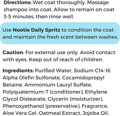 Nootie - Pet Shampoo for Sensitive Skin - Revitalizes Dry Skin &amp; Coat - Natural Ingredients - Gentle Dog Shampoo - Cleans &amp; Conditions