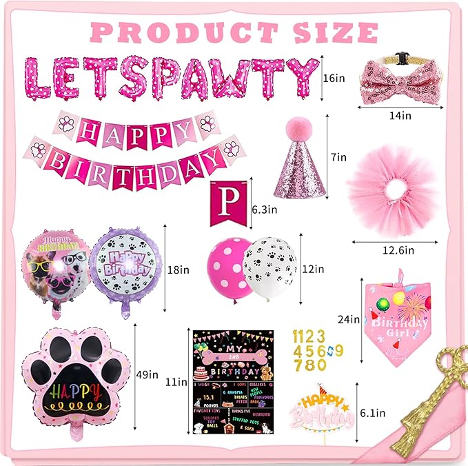 Dog Party Supplies Decorations - Cute Bandana, Let&