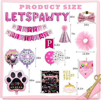 Dog Party Supplies Decorations - Cute Bandana, Let&