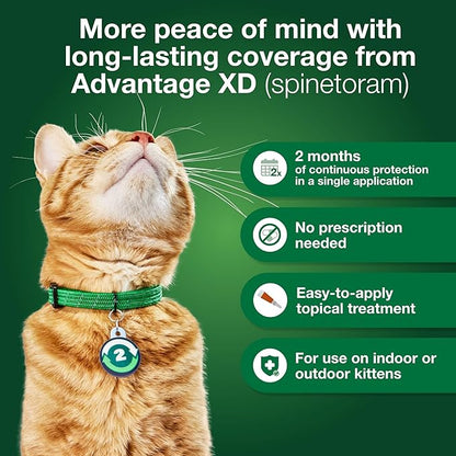 Advantage XD Small Cat Flea Prevention &amp; Treatment For Cats 1.8-9lbs. | 4-Topical Doses, 2-Months of Protection Per Dose
