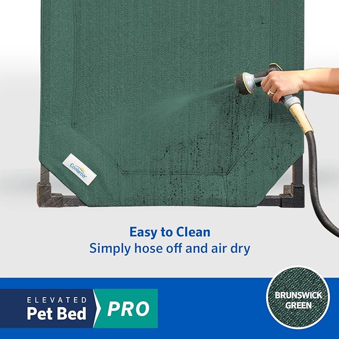 Coolaroo Pro Elevated Dog Bed - Low-Profile Access, Moisture-Resistant Cover, Breathable Fabric &amp; Tool-Free Setup, Brunswick Green, Standard