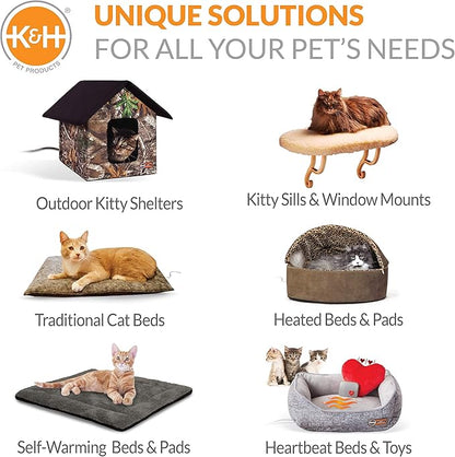 K&amp;H Pet Products EZ Mount Bolster Cat Window Perch for Large Cats, Sturdy Kitty Window Hammock Bed, Steel Frame, Sturdy Suction Cups, Washable Shelf Covers, Foldable - Fits 27"W X 23"H Glass Spaces