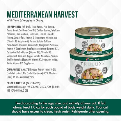 Weruva TruLuxe Cat Food, Mediterranean Harvest with Tuna Whole Meat &amp; Veggies in Gravy, 3oz (Pack of 24)