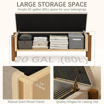 Modern Storage Benches with Walnut Wood Legs, 47&