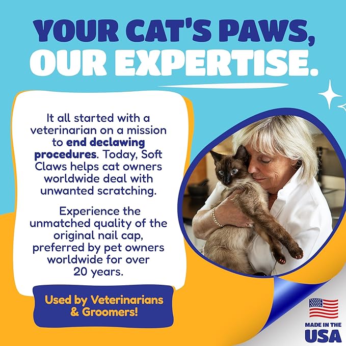 Soft Claws Cat Nail Caps for Small Cats – (40 Caps, Summer - Blue &amp; Red) - Veterinarian-Developed | Protects Furniture &amp; Skin - Easy to Apply, Long-Lasting Anti-Scratch Soft Cat Claw Covers