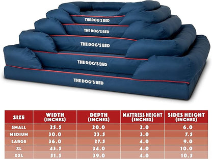 The Dog’s Bed, Large Oxford Blue/Red 36x27 Memory Foam, Pain Relief: Arthritis, Hip &amp; Elbow Dysplasia, Post Surgery, Lameness, Supportive, Calming, Waterproof Washable Cover, Veterinary Approved