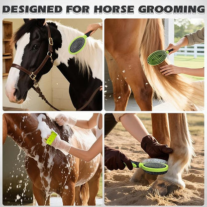 2PCS Pet Grooming Tools - Double-Sided Brush for Shedding and Bathing, Suitable for Short/Long Haired Dogs Cats and Horses, Deshedding Dog Brush, Mane &amp; Tail Combs for Horses - Pet Supplies (Green)