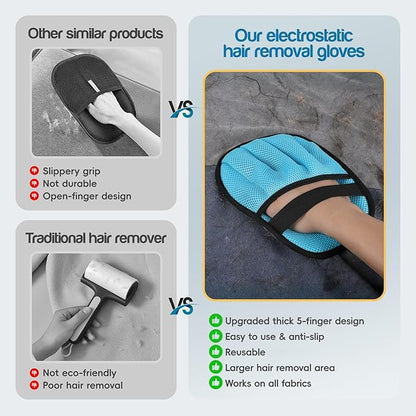 Pet Hair Removal for Dogs &amp; Cats,Upgraded Thickened 5-Finger Design, Reusable Electrostatic Pet Hair Remover Glove, Quickly Lifts Pet Hair from Laundry,Sofas,Beds, Carpets, 1PCS