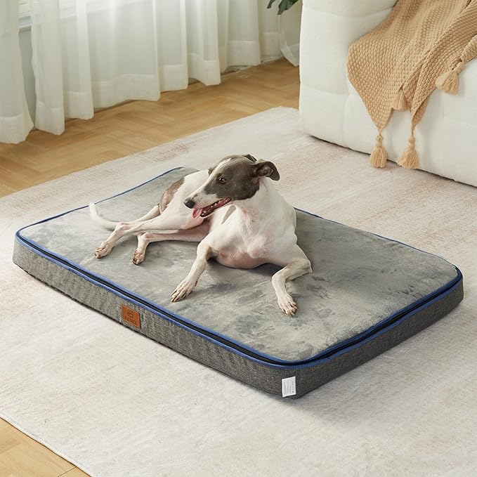 Memory Foam Large Dog Bed - 4” Thick Orthopedic Beds for Large Dogs - Waterproof Dog Bed with Removable Washable Cover &amp; Wrap-Around Zipper - Ultimate Comfort and Easy Maintenance