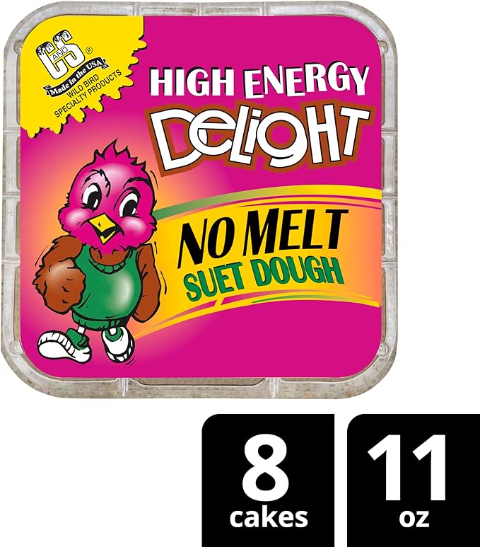 C&amp;S High Energy Delight No Melt Suet Dough, Suet Cakes for Wild Birds, 11 Ounces, Pack of 8
