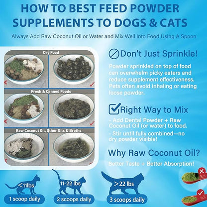 Cat Dental Care Powder Bad Breath Treatment for Cats Teeth, Mouth, Gums &amp; Gut, Plaque Off,Tartar Control, Help Feline Gingivitis and Stomatitis, with Natural Extracts &amp; Probiotics