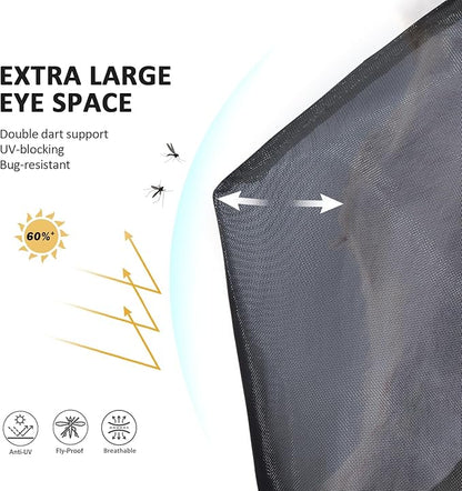 Horse Fly Mask Large Space Breathable UV Protection Equine Mask with Reflective Features on Ears Hunter Green M