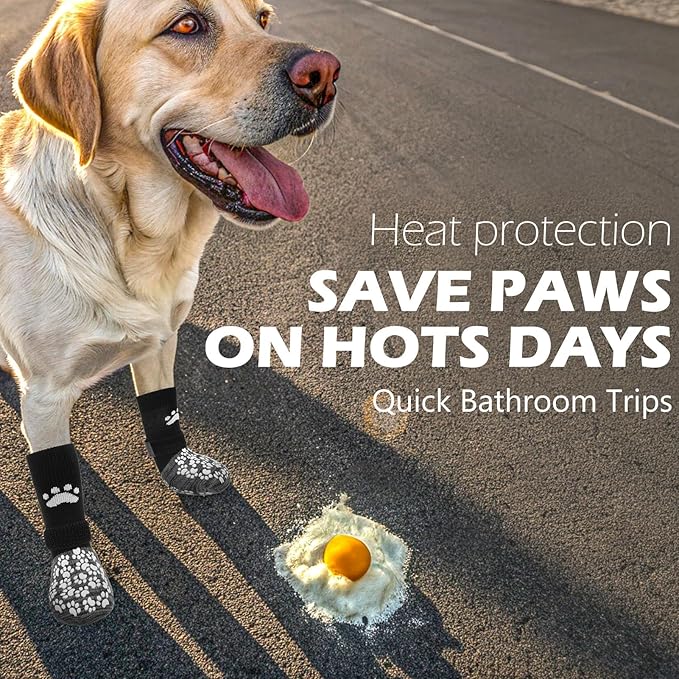 EXPAWLORER Anti Slip Dog Socks to Prevent Licking Paws, Shoes for Hot Pavement, Dog Booties for Small Medium Large Senior Dogs, Traction Control Boots &amp; Paw Protectors for Hardwood Floors Black&amp;Grey