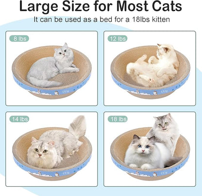 Cat Scratcher, 17.7x17.7 inches Cardboard Cat Scratchers for Indoor Cats, Large Cat Scratching Board, Round Bowl Cat Scratch Pad Bed with Catnip