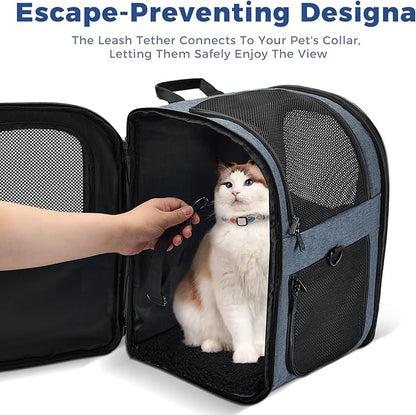 Apollo Walker Dog &amp; Cat Carrier Backpack for 4-15lb Pets - Ventilated Safe Design with Padded Back Support, Breathable Mesh Pet Backpack for Hiking, Travel, Outdoor (Navy)