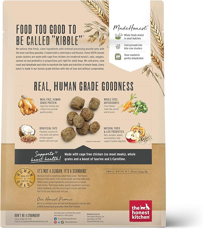 The Honest Kitchen Whole Food Clusters Whole Grain Chicken &amp; Oat Dry Dog Food, 1 lb Bag