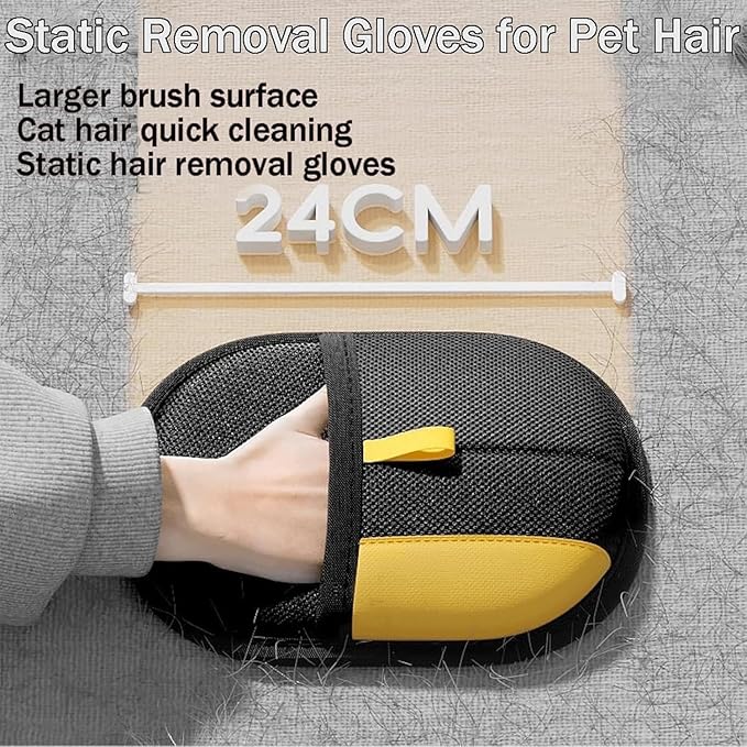Morphcontainerpet Pet Hair Removal Gloves - Electrostatic Reusable for Cats &amp; Dogs, Furniture, Carpet, Car Seats (1.2 oz) (2pcs)