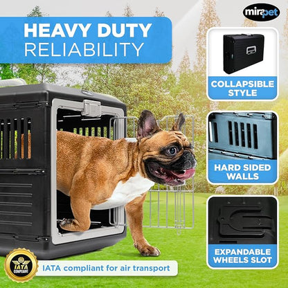 USA Pet Carrier &amp; Crate 26" - Premium Collapsible Design for Medium Cats and Dogs - Portable Kennel for Indoor/Outdoor Use - 360-Degree Ventilation &amp; Hard Plastic Wall Protection