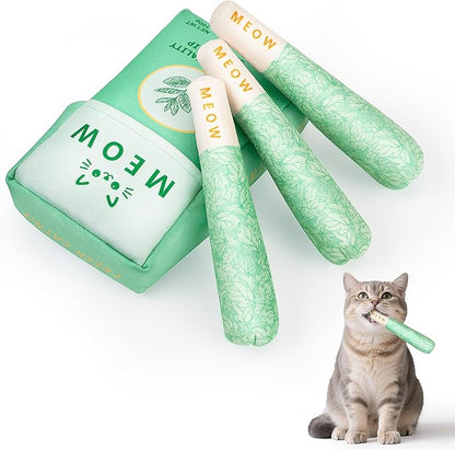 Homrich Catnip Toys for Cats, 3-Pack Funny Cat Toys Filled with 100% Pure Organic Catnip, Safe Kitten Teething Chew &amp; Kicker Toys - Interactive Cat Toys for Bored Indoor Adult Cats