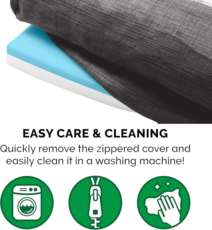 Furhaven Cooling Gel Dog Bed for Large/Medium Dogs w/ Removable Bolsters &amp; Washable Cover, For Dogs Up to 55 lbs - Luxe Faux Fur &amp; Performance Linen Sofa - Charcoal, Large