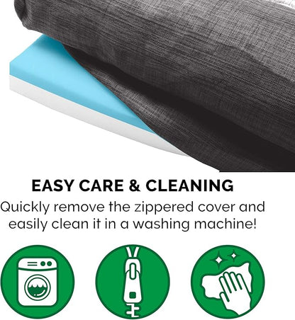 Furhaven Cooling Gel Dog Bed for Large Dogs w/ Removable Bolsters &amp; Washable Cover, For Dogs Up to 95 lbs - Luxe Faux Fur &amp; Performance Linen Sofa - Charcoal, Jumbo/XL