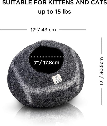 Luxurious Eco-Friendly Merino Wool Cat Cave Bed - Foldable Hideaway Pod for Indoor Cats - Premium Felt Kitten Beds - Covered Cat House for Ultimate Cozy Comfort by Woolygon
