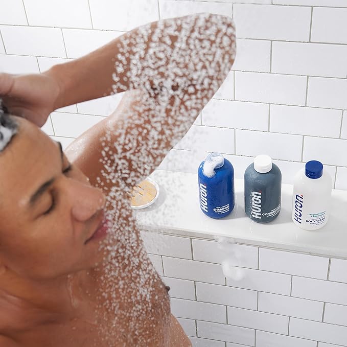 Huron Shower Kit - Shampoo, Conditioner, &amp; Body Wash For Men - Sandalwood + Black Pepper Scent - Hydrating &amp; Nourishing Men&