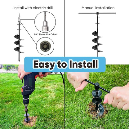 Dog Tie Out Stake for Large Dogs – Heavy Duty In-Ground Dog Anchor up to 210 lbs – Secure Tether Stake for Yard, Camping &amp; Beach – Easy Install with Tool, Works with Tie Out Cable &amp; Leash, Black