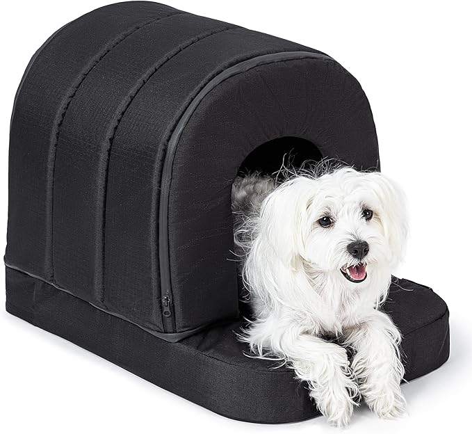 Orthopedic Dog House - Outdoor Waterproof Dog Shelter w/Porch - Indoor Pet House w/Egg-Crate Foam - Cooling - Machine Washable - Ideal for Small Breeds &amp; Fits 24-Inch Crate - 23"x16"